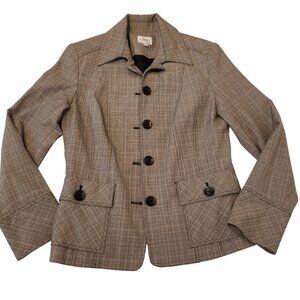 Cleo Petites Blazer US 2 Grey Plaid Suit Jacket Women Smart Collared Coat Small